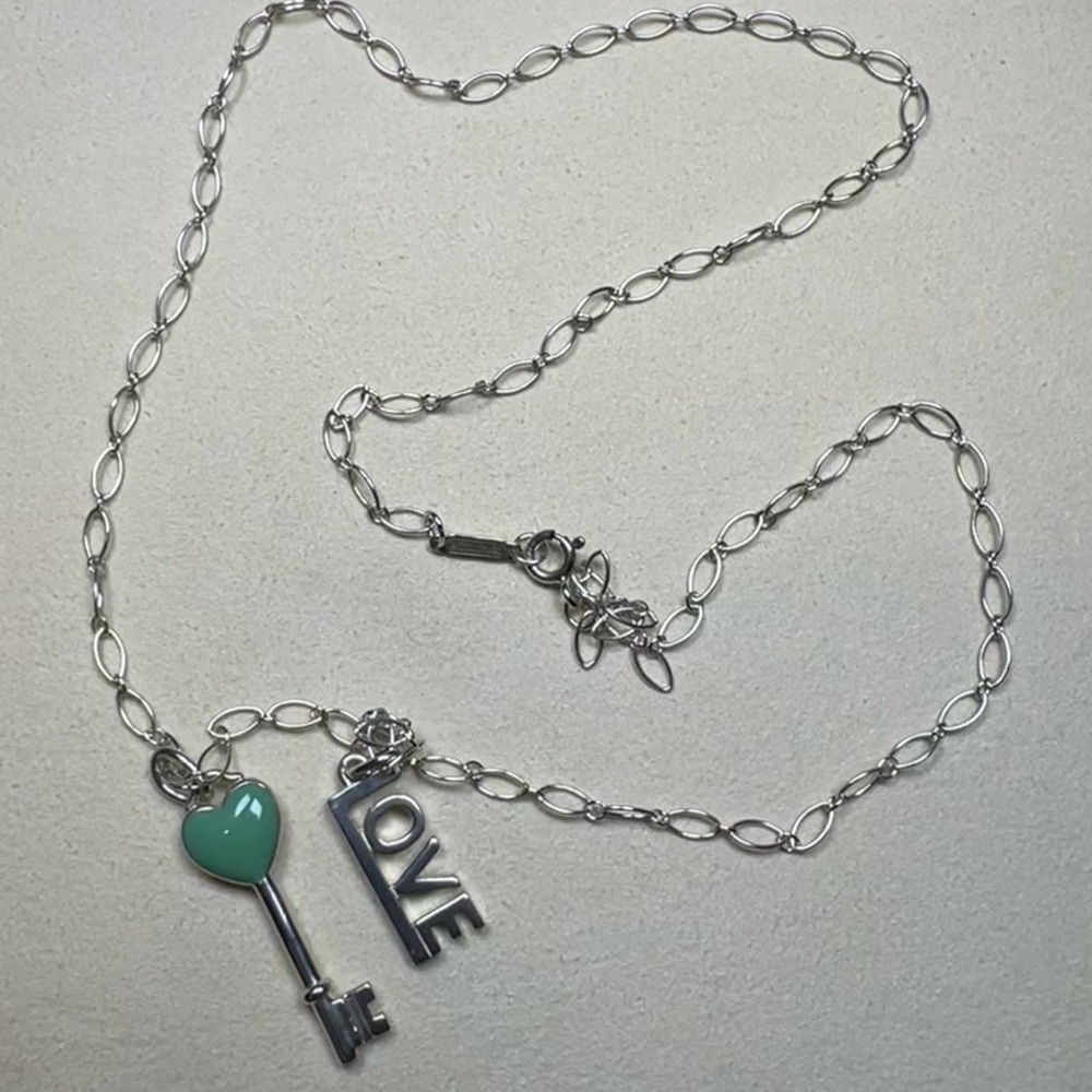 Pre loved Tiffany & Co. Silver Key and Heart Necklace